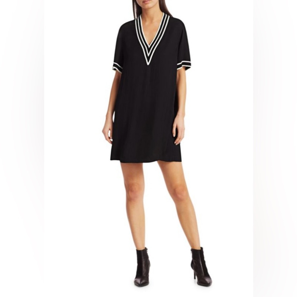 (EUC)rag and bone black and white short sleeve shift dress with striped accents
